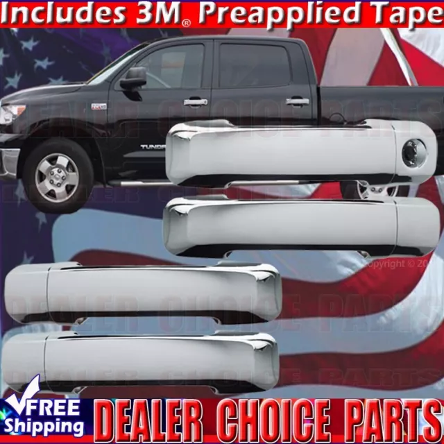 For 2007-2021 TOYOTA TUNDRA Crew Cab 08-22 SEQUOIA CHROME 4 Door Handle COVERS