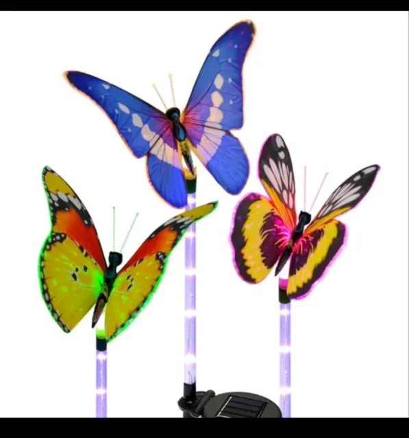2PCS Colour Changing  Butterfly 7 Colour Solar Garden Stake Lights Pathio