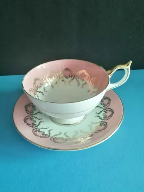 Aynsley Bone China - Cup & Saucer - Pink with Gold detail