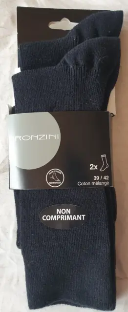 2 paires de chaussettes noires neuves 39/42 non comprimant Bronzini