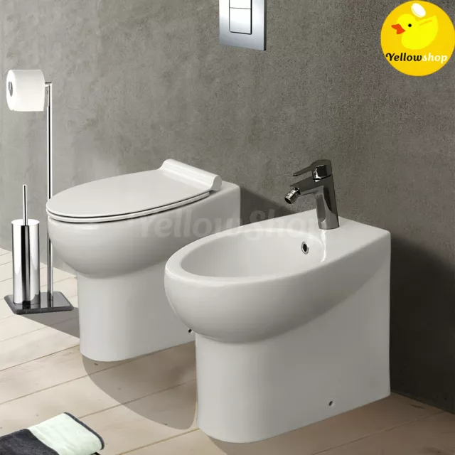 Sanitari A Terra Filo Muro Coprivaso Soft Wc Vaso Bidet Bagno Pavimento Iceberg