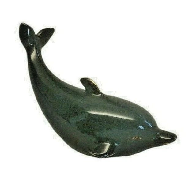 Dolphin Figurine Marble Granite Coloring with Gold Trim