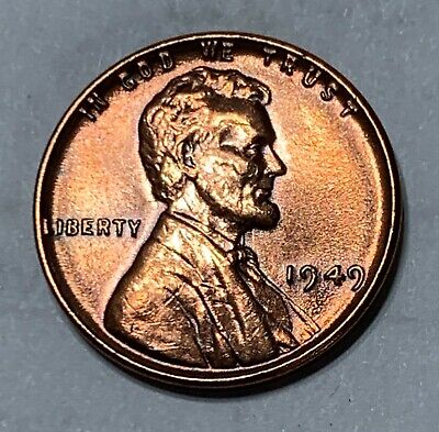 (BU Red Gem) 1949  Lincoln Wheat Penny Cent  Ch Superb Looking Coin