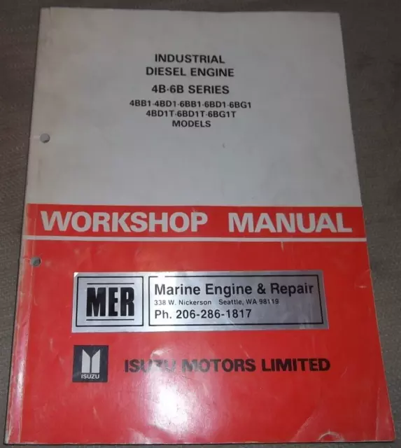 Isuzu 4BB1 4BD1 6BB1 6BD1 6BG1 Industriale Motore Servizio Riparazione Workshop