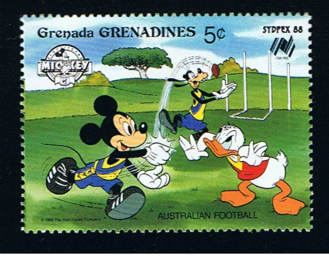 WALT DISNEY GRENADA - GRENADINES MICKEY GOOFY DONALD 1 Francobollo 1988 nuovo