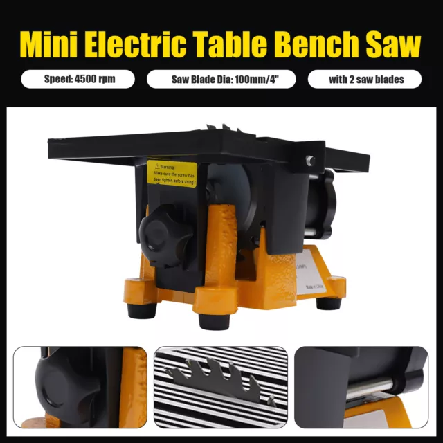 Mini Table Saw DIY Wood Glass Stone Cutting Machine 4500 rpm Benchtop Cutter 4"
