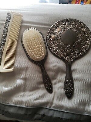 Vintage Rare Gorham Silver Plated Brush, Comb and Mirror Vanity Set