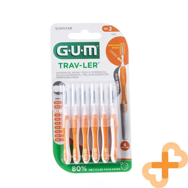 Gum Travler Interdentalbürste 0,9 MM 6 Stück Antibakteriell Ergonomisch Griff