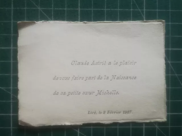 vp272 1927 Nantes Faire part Naissance Michelle Astié sœur de Claude