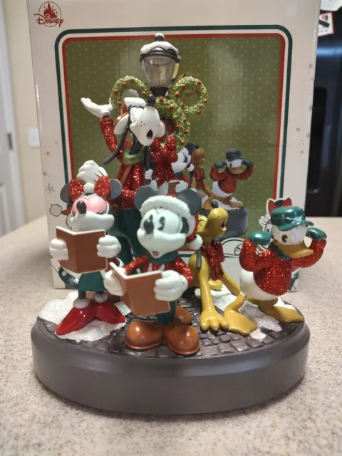 Disney Mickey Minnie Mouse Christmas Holiday Light Up Musical Figurine NIB