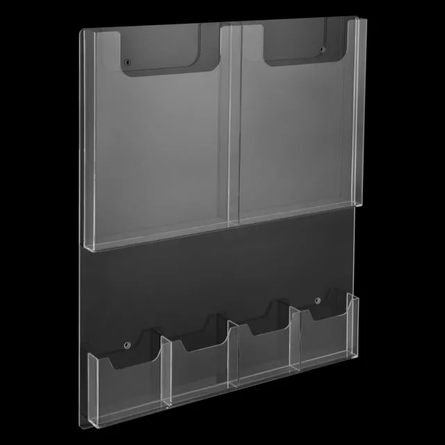 Acrylic Brochure Pamphlet Holder Brochure Display Stand Business 2+4 Slots 2PCS