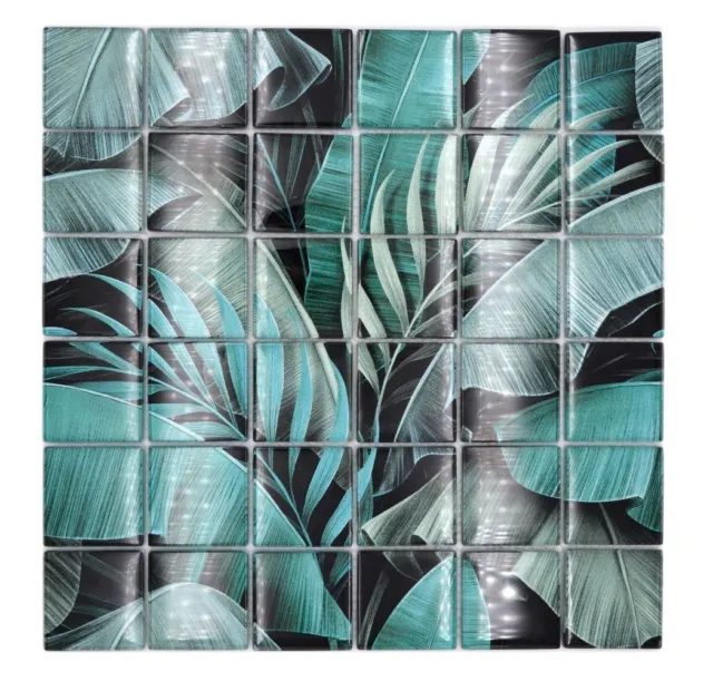 Mosaico de vidrio mural azulejos selva tropical espejo de azulejos baño pared de ducha | 10 alfombras