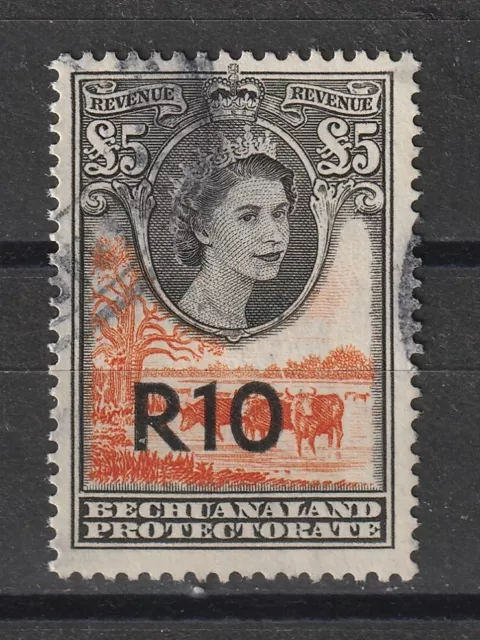 1961 Bechuanaland  Bft: 71 R10 0n £5 Orange & Black. A Very  Fine Used Revenue.