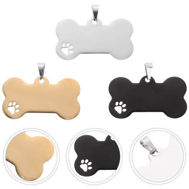 3 piezas de acero inoxidable listado de mascotas etiquetas personalizadas para perros anti-nombre perdido