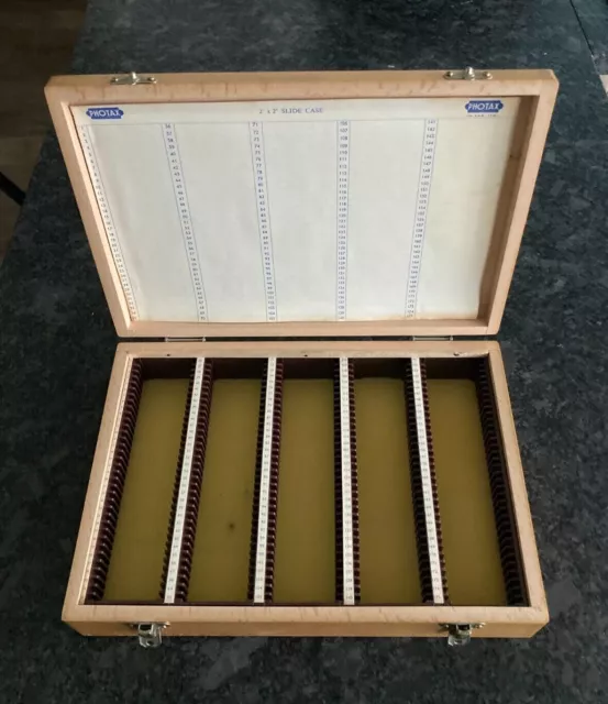 Vintage Wooden 35mm Photographic Slide Storage Box 175 Capacity by Photax. VGC