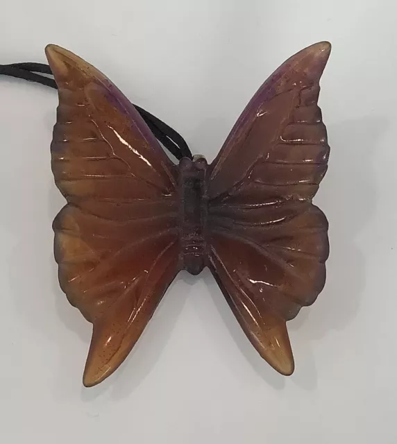 Gorgeous Daum Pate De Verre Amber/Violet Butterfly Pendant/Ornament!