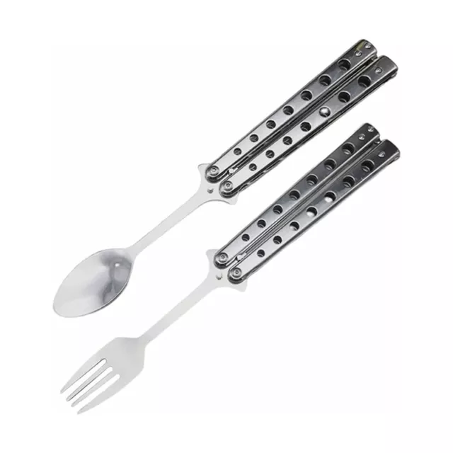 1 Set Butterfly Fork and Spoon Set Outdoor Foldable Utensils for Kitchen1802