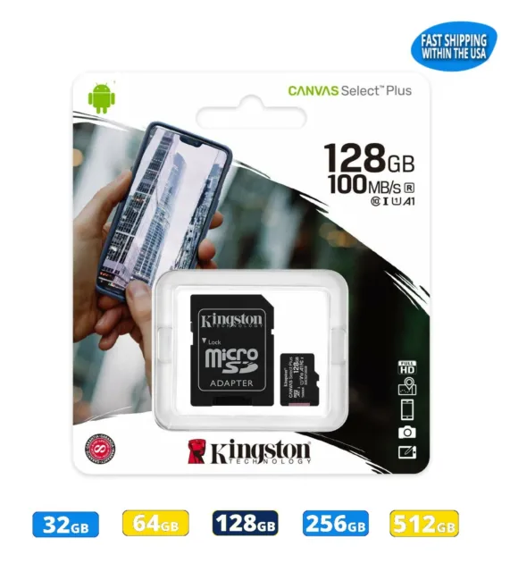 Kingston Micro SD Canvas Select Plus Memory Card 32GB 64GB 128GB 256GB 512GB lot