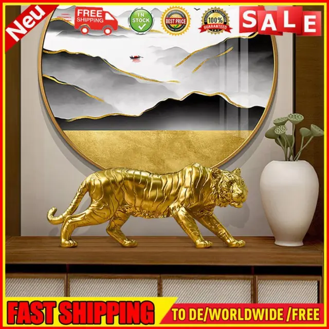 Resin Tiger Casting Animal Figurine Collectibles Gold for Home Living Room Decor