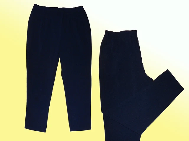 Pantalon de Femmes Loisirs Infroissable Gr. 36 -42 Bleu Bande en Caoutchouc Neuf