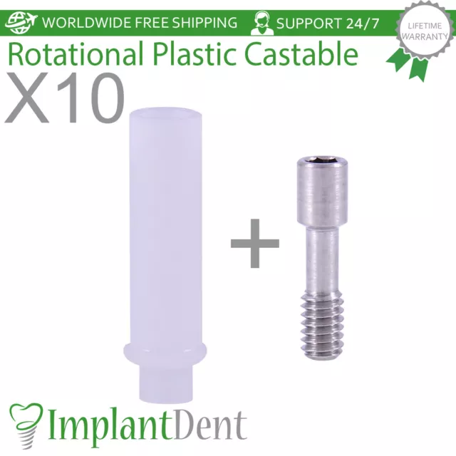 10x Rotational Plastic Castable Abutment Non-Hex Plus Screw for Dental