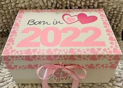 Baby Girl Keepsake Box, Born in 2022 or personalised with any year.