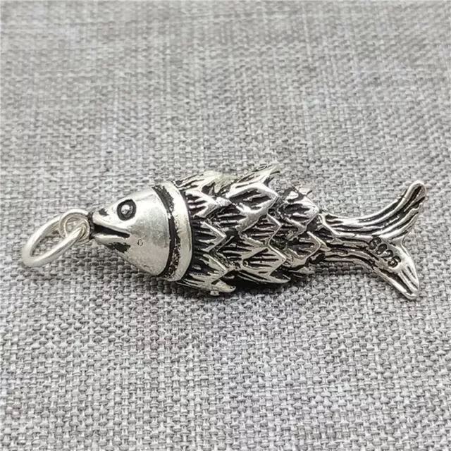 925 Sterling Silver Active Fish Charm Pendant for Bracelet Necklace