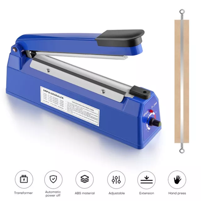 8" 12" 16" Hand Impulse Heat Sealing Sealer Machine Poly Element Plastic Sealer