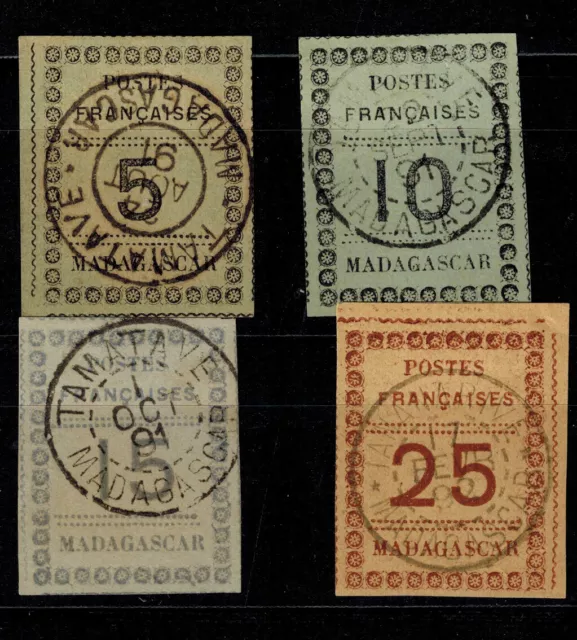 Timbres de Madagascar Colonie N° 8, 9 10 et 11 Oblitéré