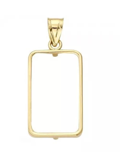 14k Solid  Gold  prong Coin Bezel 5 gram PAMP Lunar  Gold Bar