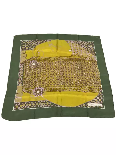Ancien foulard carré de soie Christian Dior vintage silk scarf