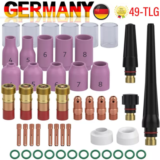 NEU Verschleißteile Set 49tlg Schweißzubehör Gaslinse für WP SR 17 18 26 WIG TIG