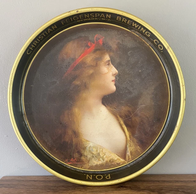 VINTAGE 12 1/2" Christian Feigenspan Brewing Co. Newark N.J. Portrait BEER TRAY