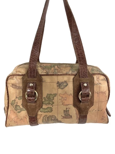 Alviero Martini 1st Classe Hand Bag - Leather Map Print  Made in Italy 2011
