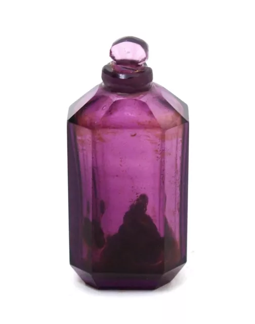 Antique 19th century small apothecary amethyst glass bottle