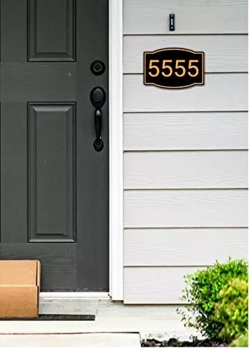 Gold and Black House Number Aluminum Composite Sign