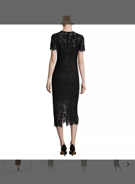 Diane von Furstenberg Carly Short Sleeve Midi Lace Black Dress Size 6 NWTs $598 2