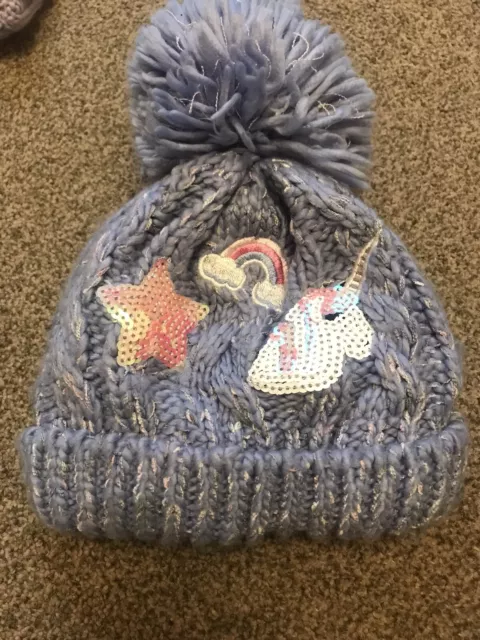 George Girls  Unicorn  Bobble Hat Age 4-8 Years