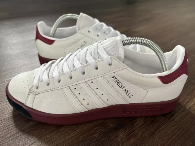 ADIDAS FOREST HILLS Men s Terrace Casuals Trainers White Burgundy Size 8 69.99 PicClick UK
