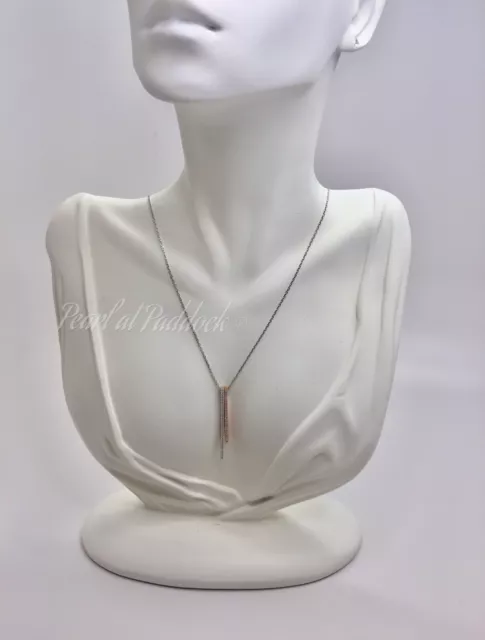 Vintage Two tone rose gold and sterling silver pendant with long necklace In Box