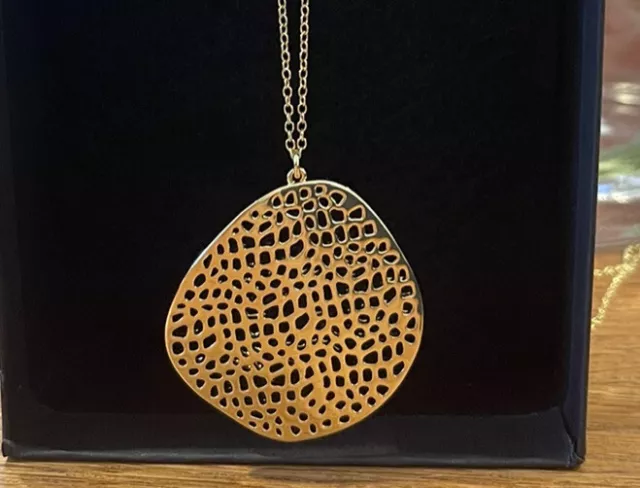 New 18k Gorjana gold plated long pendant necklace