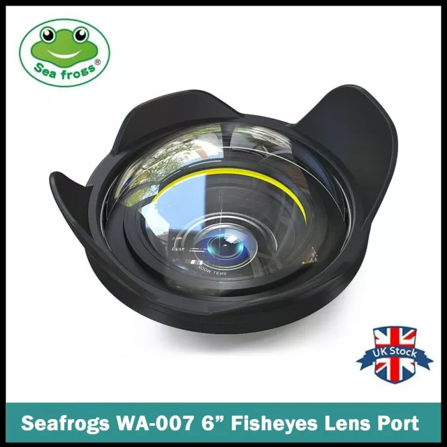 Seafrogs 6" Wide Angle Wet Dome Port Lens for TG7 TG6 A6000 A6300 Camera Housing