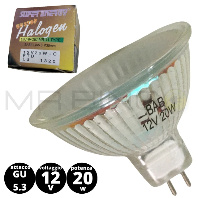 Bombilla Halógena MR8 - 12V, 20W, Diámetro 25 Mm, Para Focos Empotrados, Iluminación Interior