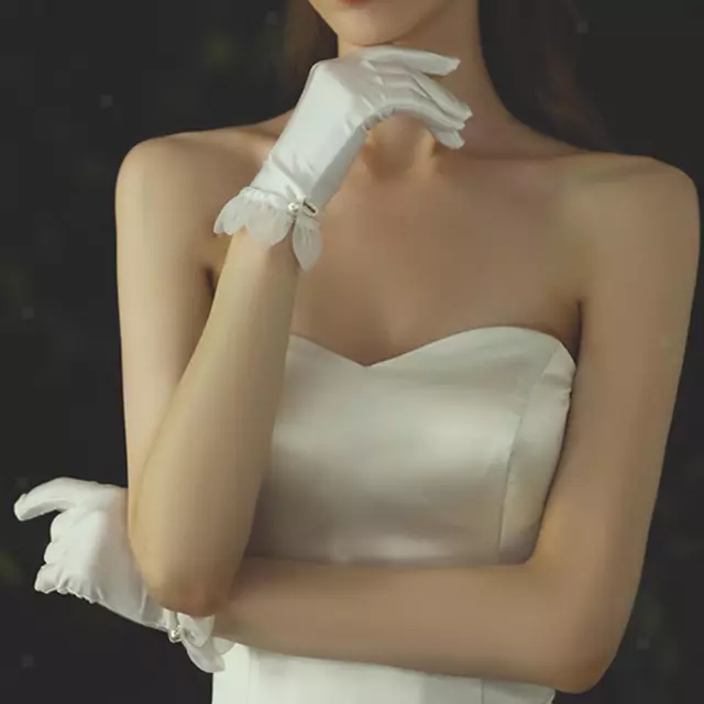 Fashion Short Satin Gloves Bridesmaid Bridal Gloves Gown Gloves for Dance Fancy