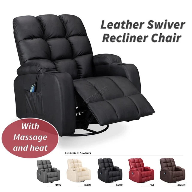 WestWood Massage Cinema Recliner Sofa Chair PU Leather Armchair Swivel MLS12
