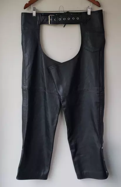 FMC Women's Leather Motorcycle Chaps Black Size XL