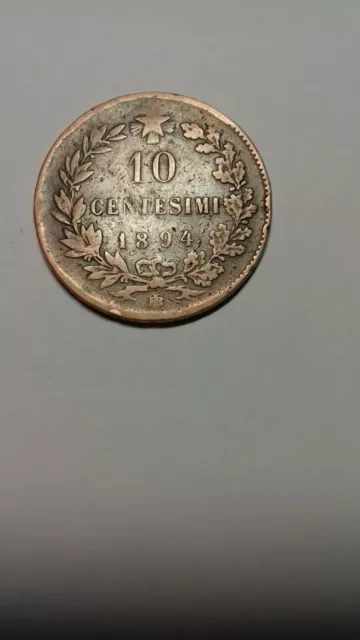 pièce de  10 cts de 1894 ITALIE  UMBERTO  1  peu courant