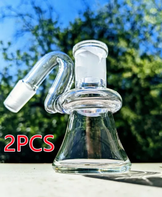2PCS 3'' Unique 14mm 45° Mini Dry Ash Catcher Glass Bong Joint Bowl Bubbler