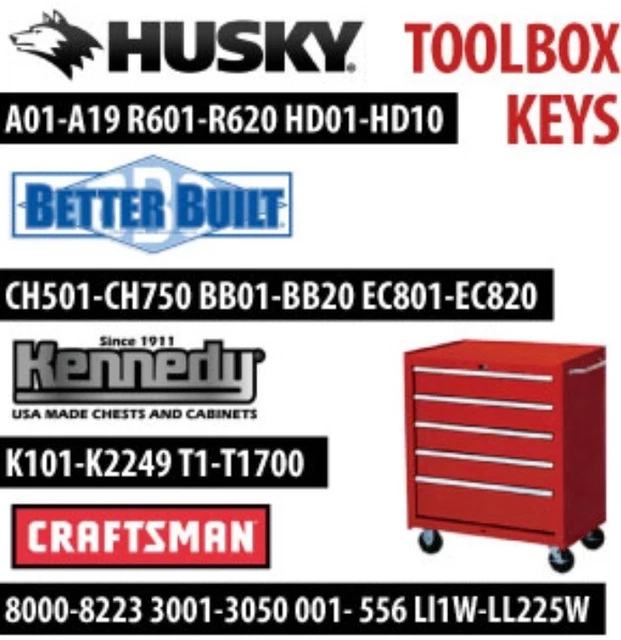 TOOL BOX REPLACEMENT Keys for Better Built Kobalt Husky Kennedy
