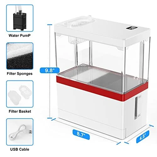 Betta Fish Tank, Insputer 1.5 Gallon Small Aquarium with Filter and LED Light, F 3